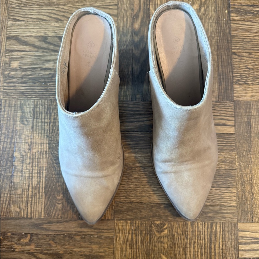 Call It Spring Beige Heeled Mules
